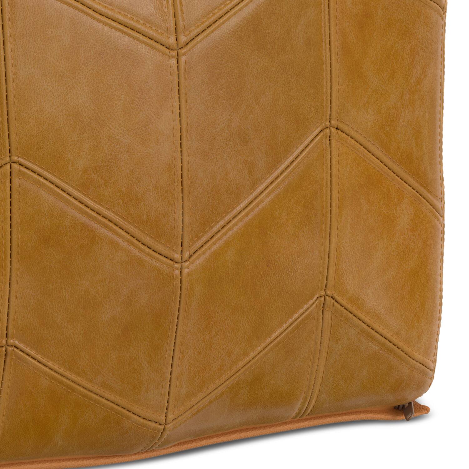 Alt View 4. Simpli Home - Simpli Home Morden 18 inch Wide Square Pouf in Brown Genuine Leather - Brown.