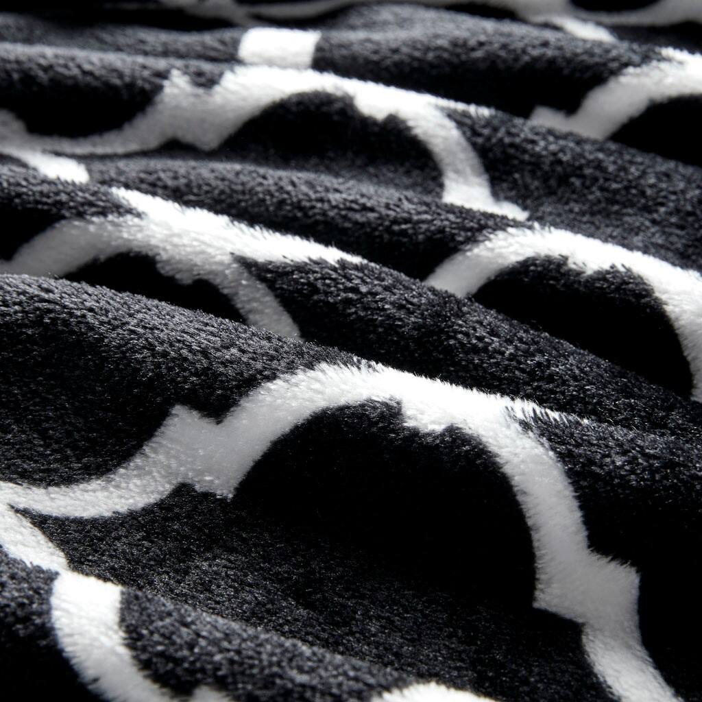 Alt View 5. Gracie Mills - Gracie Mills Graig Modern Ogee Print Microlight Oversized Plush Throw Blanket - Black.