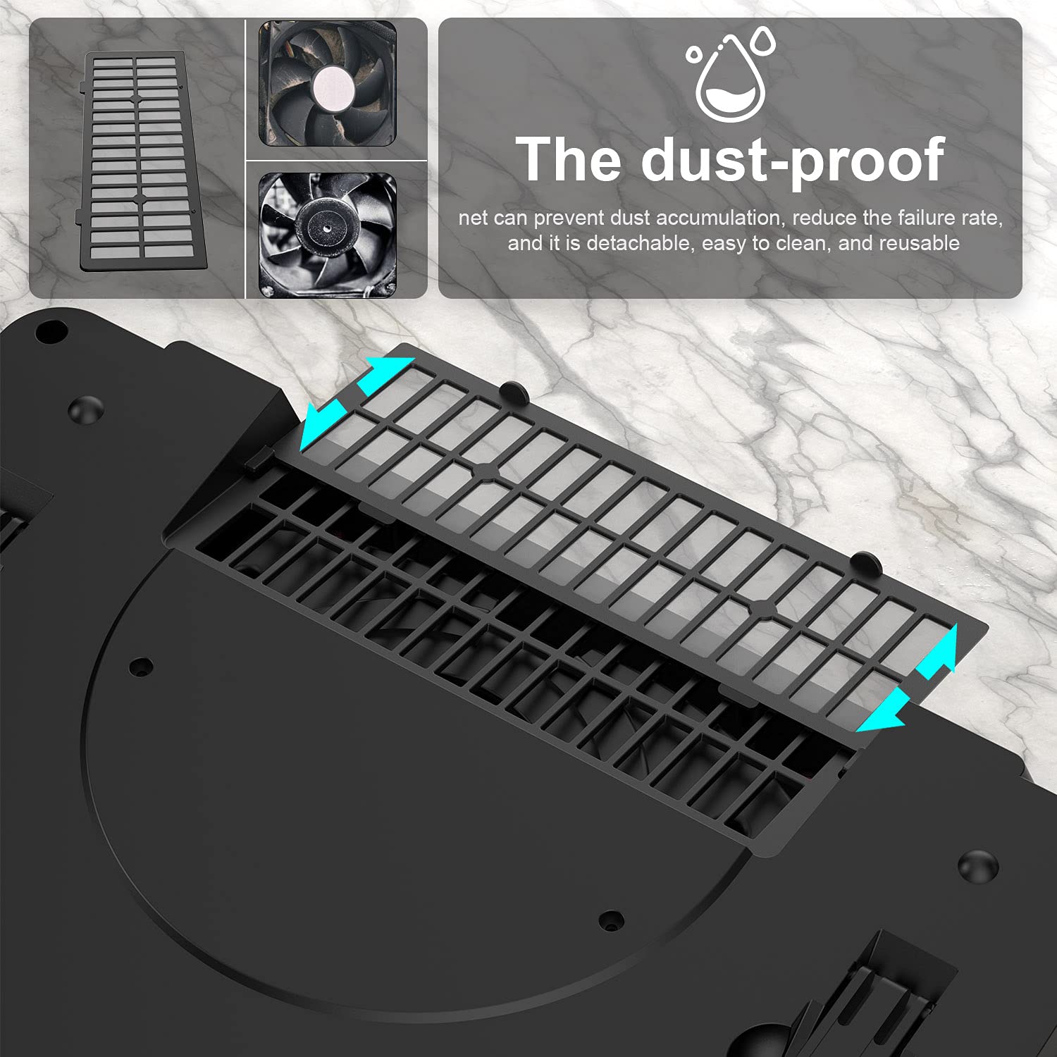 The dust-proof net can prevent dust accumulation, reduce the failure rate, and it is detachable, easy to clean, and reusable.