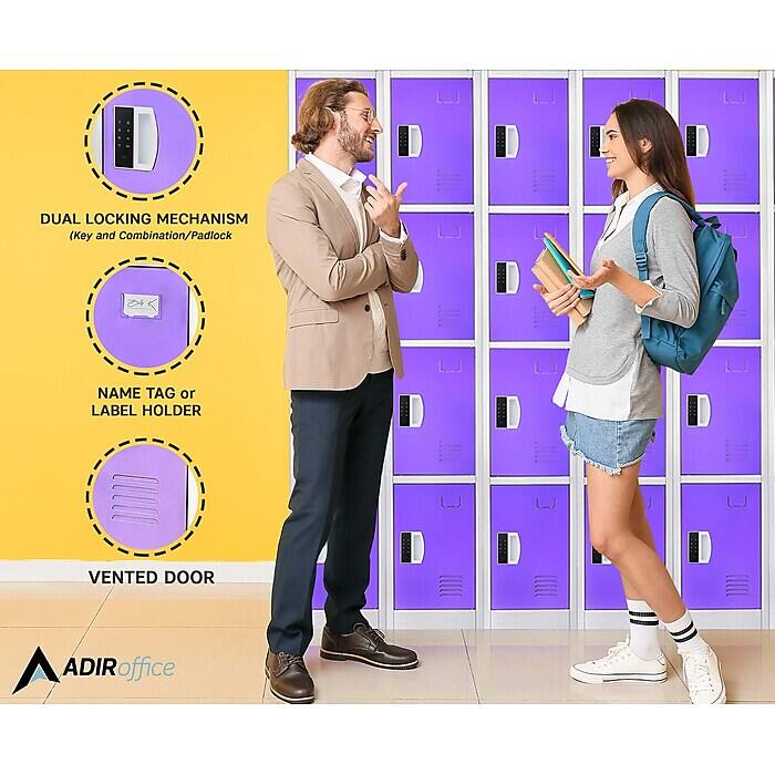 DUAL LOCKING MECHANISM (Key and Combination/Padlock), NAME TAG or LABEL HOLDER, VENTED DOOR, ADIRoffice