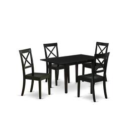 East West Furniture - Dining Table- Dining Chairs - Brown