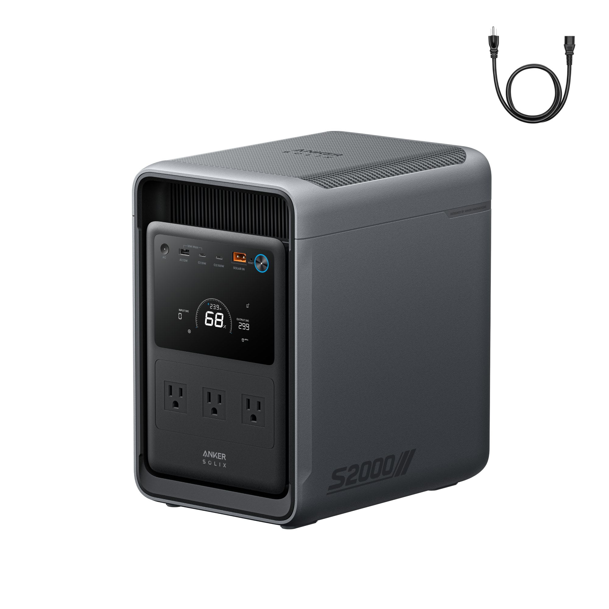 Anker - SOLIX S2000 Portable Power Station,2010Wh/Peak 3000W Battery Solar Generator/UPS for Emrgency&Home Appliance Backup (2010 Wh Capacity)