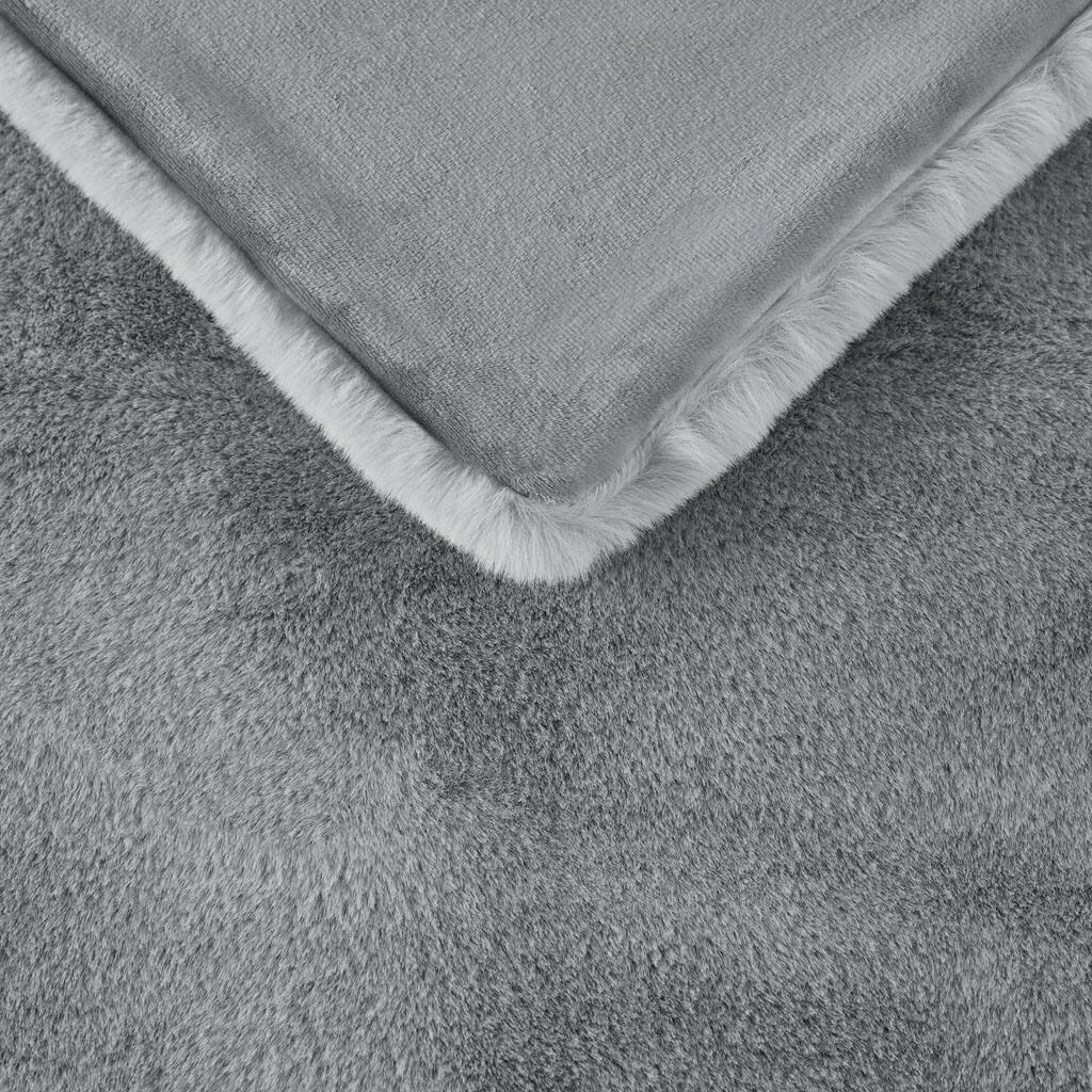 Alt View 5. Gracie Mills - Gracie Mills Cecile Solid Premium Faux Fur Throw Blanket - Grey.