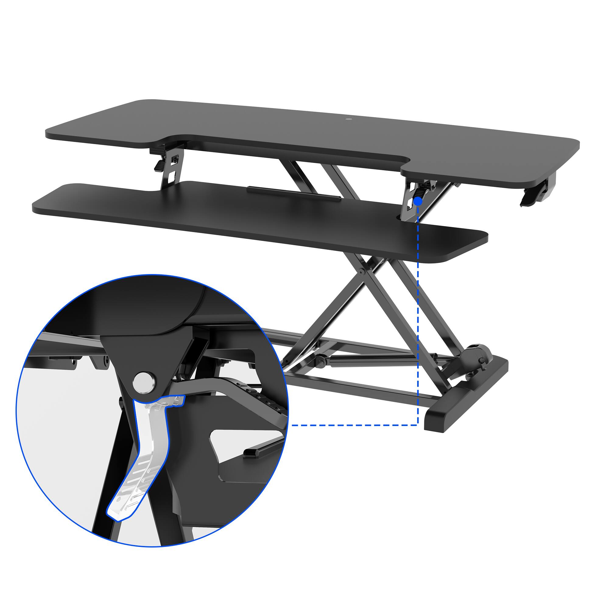 Left. FlexiSpot - FlexiSpot M7 Series 40"W Manual Adjustable Standing Desk Converter, Black - Black.