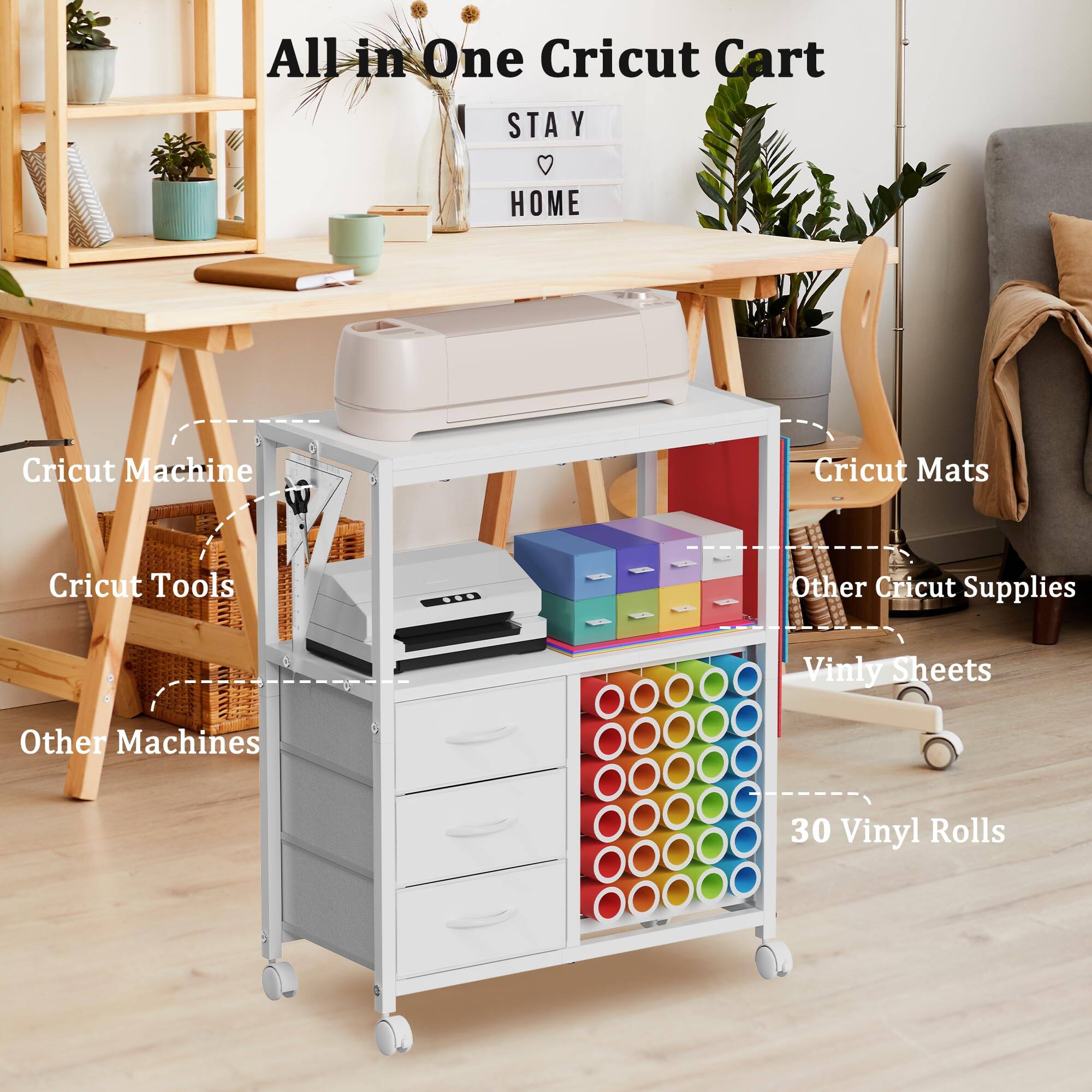 All in One Cricut Cart

- Cricut Machine
- Cricut Mats
- Cricut Tools
- Other Machines
- Other Cricut Supplies
- Vinyl Sheets
- 30 Vinyl Rolls