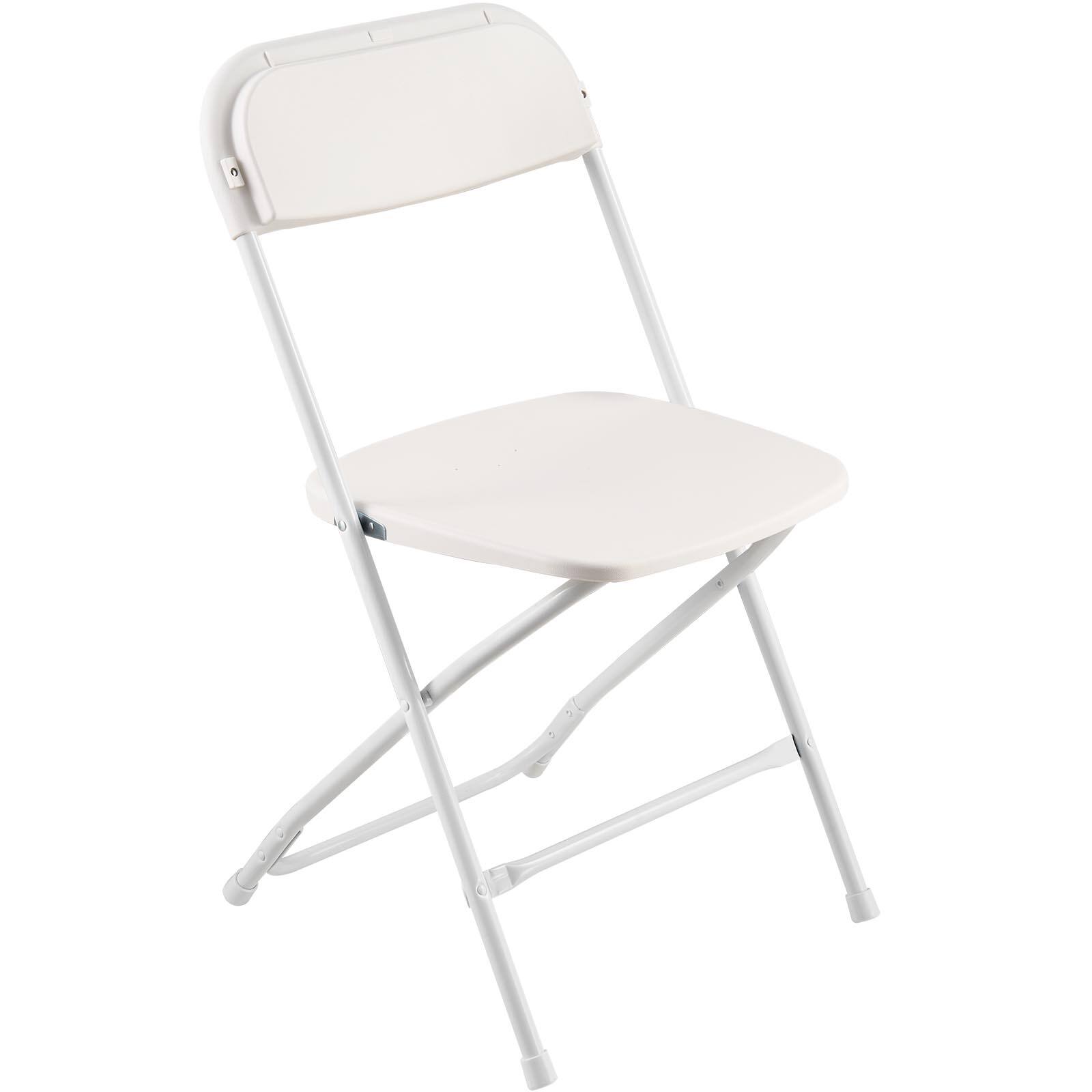 Alt View 5. VEVOR - 4 Pack Folding Chairs, Foldable Plastic Chairs with Heavy Duty Metal Frame, Portable Folding Card Table Chairs - White.