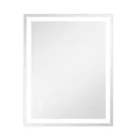 LOVMOR - 24 x 30 Inches Tempered Glass LED Bathroom Mirror with Anti-Fog & 3-Color Dimmable Lighting - Silver - Front_Zoom
