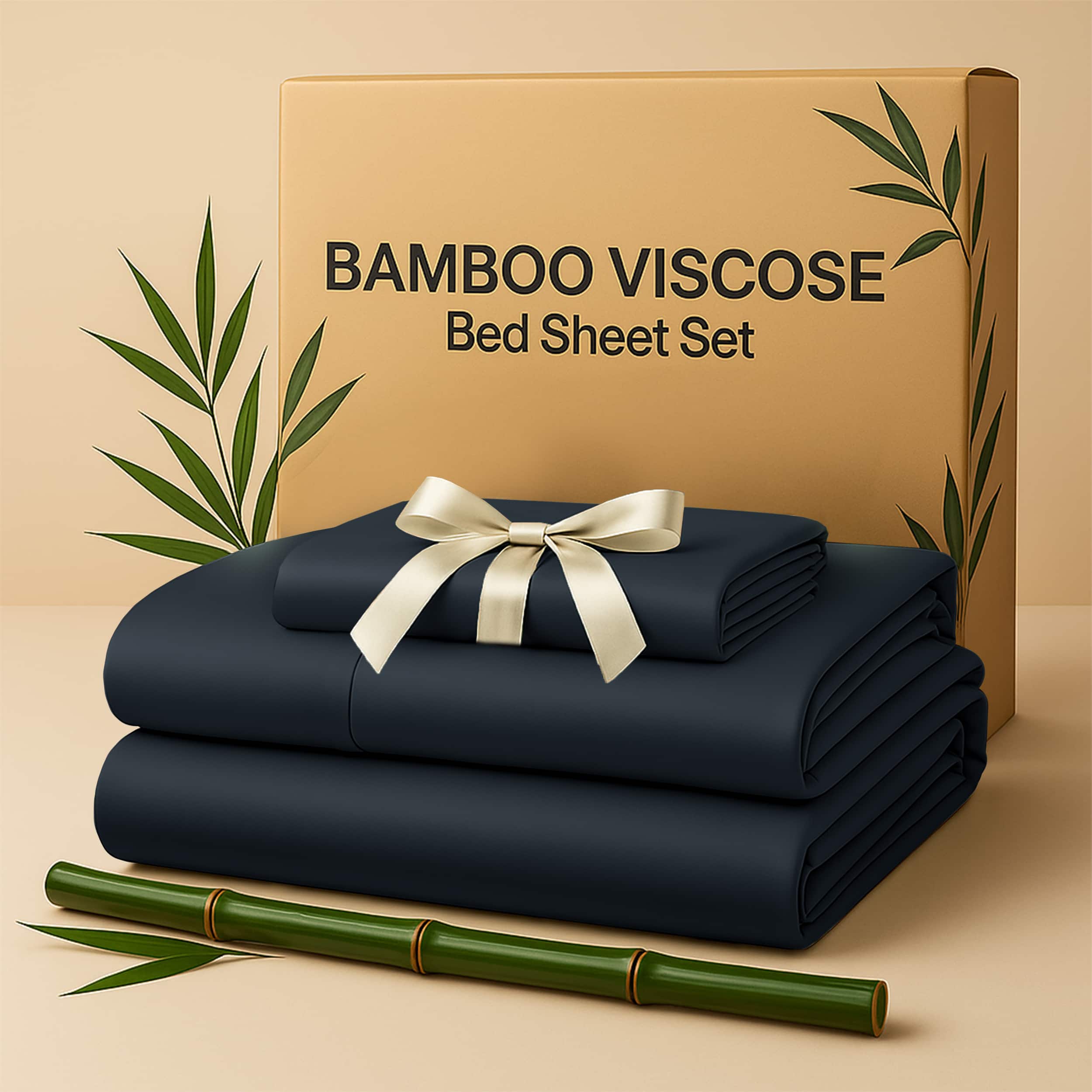 Photos - Bed Linen LUX Decor Collection - Rayon from Bamboo Blend Twin Bed Sheets, 4-Piece Cooling Sheet Set with 16-Inch Deep Pockets - Black 