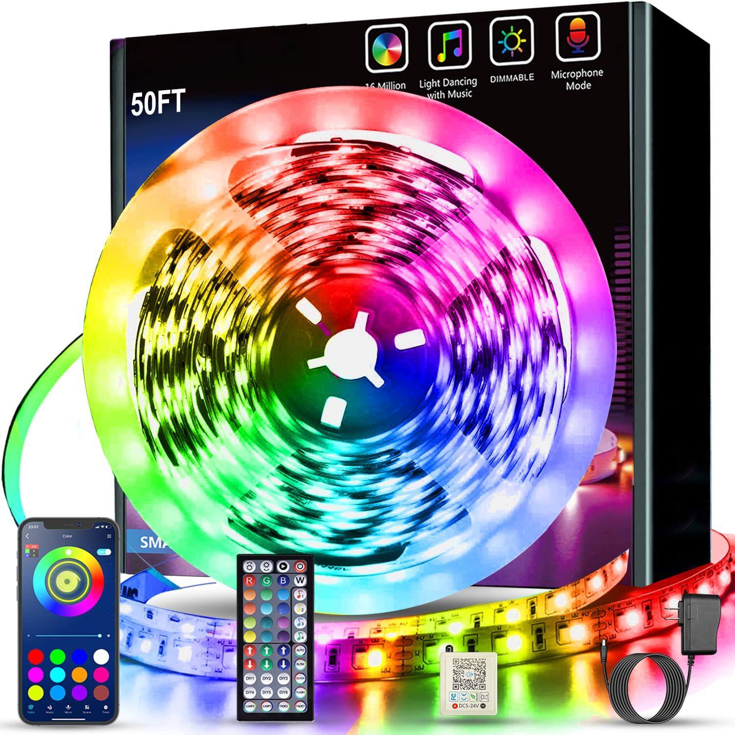 Stylel Star - LED Lights Music Sync Smart RGB Strip for Bedroom - Smart RGB LED Strip Lights with App Control & Music Sync