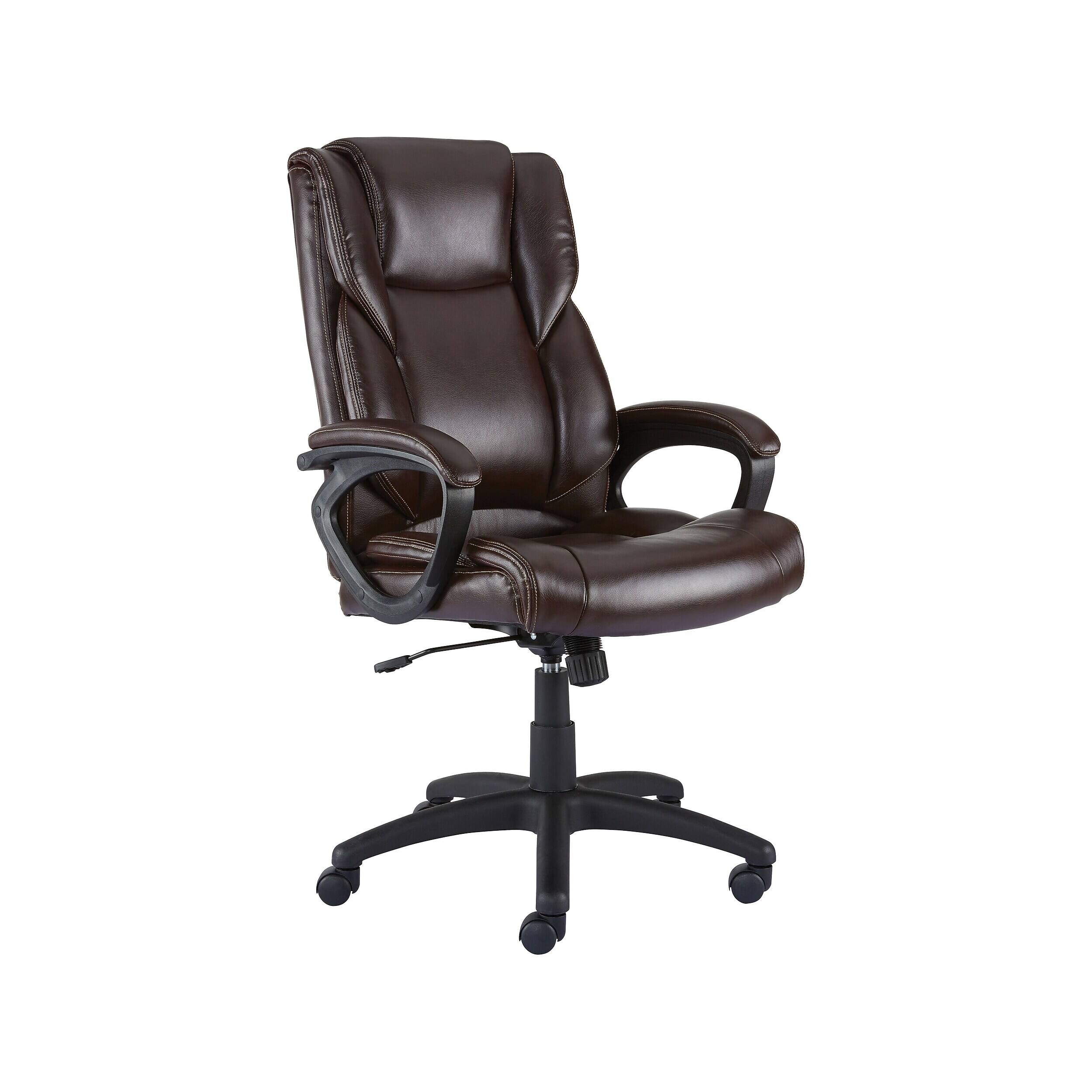 Alt View 7. Staples - Staples Kelburne Luxura Ergonomic Faux Leather Swivel Executive Chair, Brown (58227-CC) - Brown.