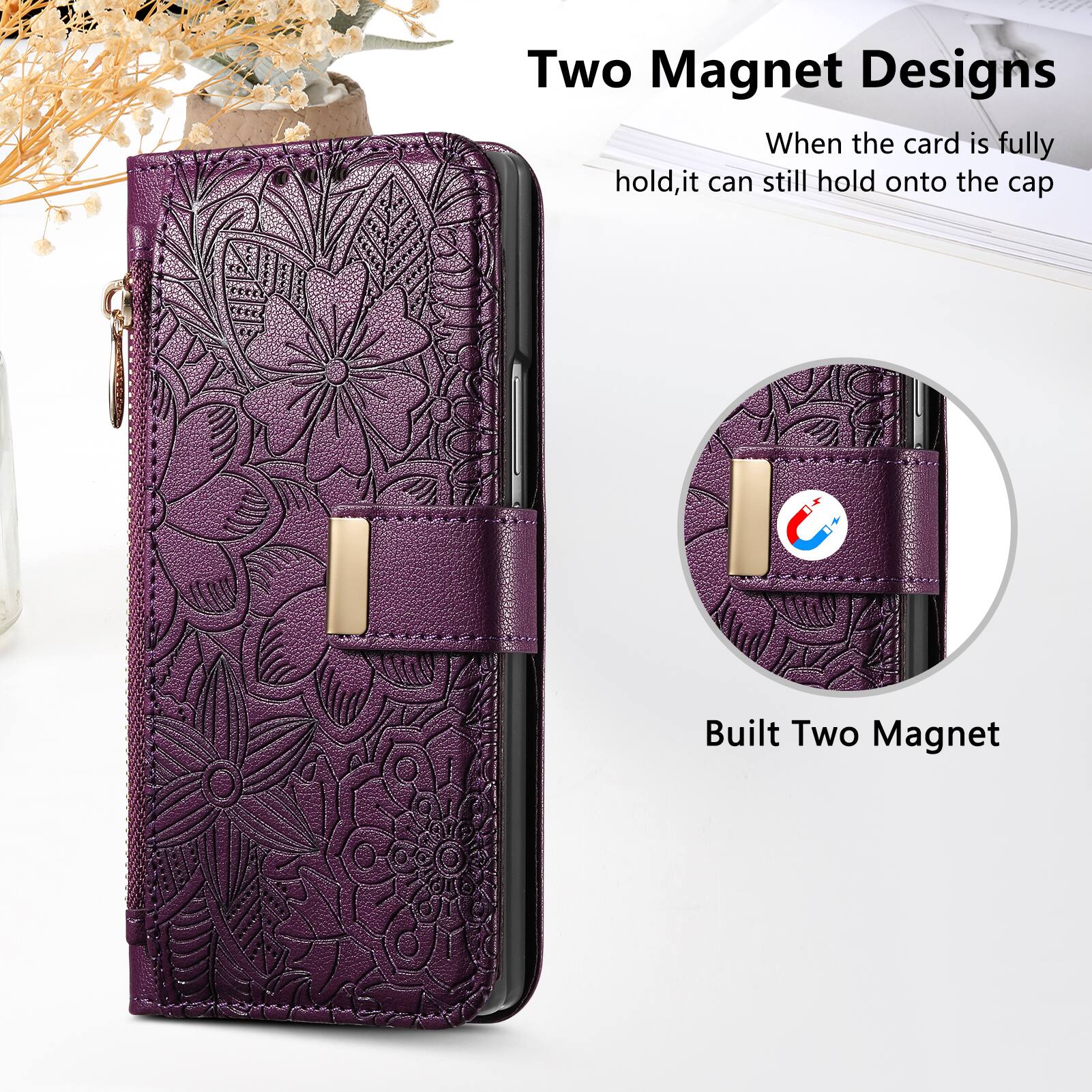 Two Magnet Designs  
When the card is fully hold, it can still hold onto the cap  
Built Two Magnet