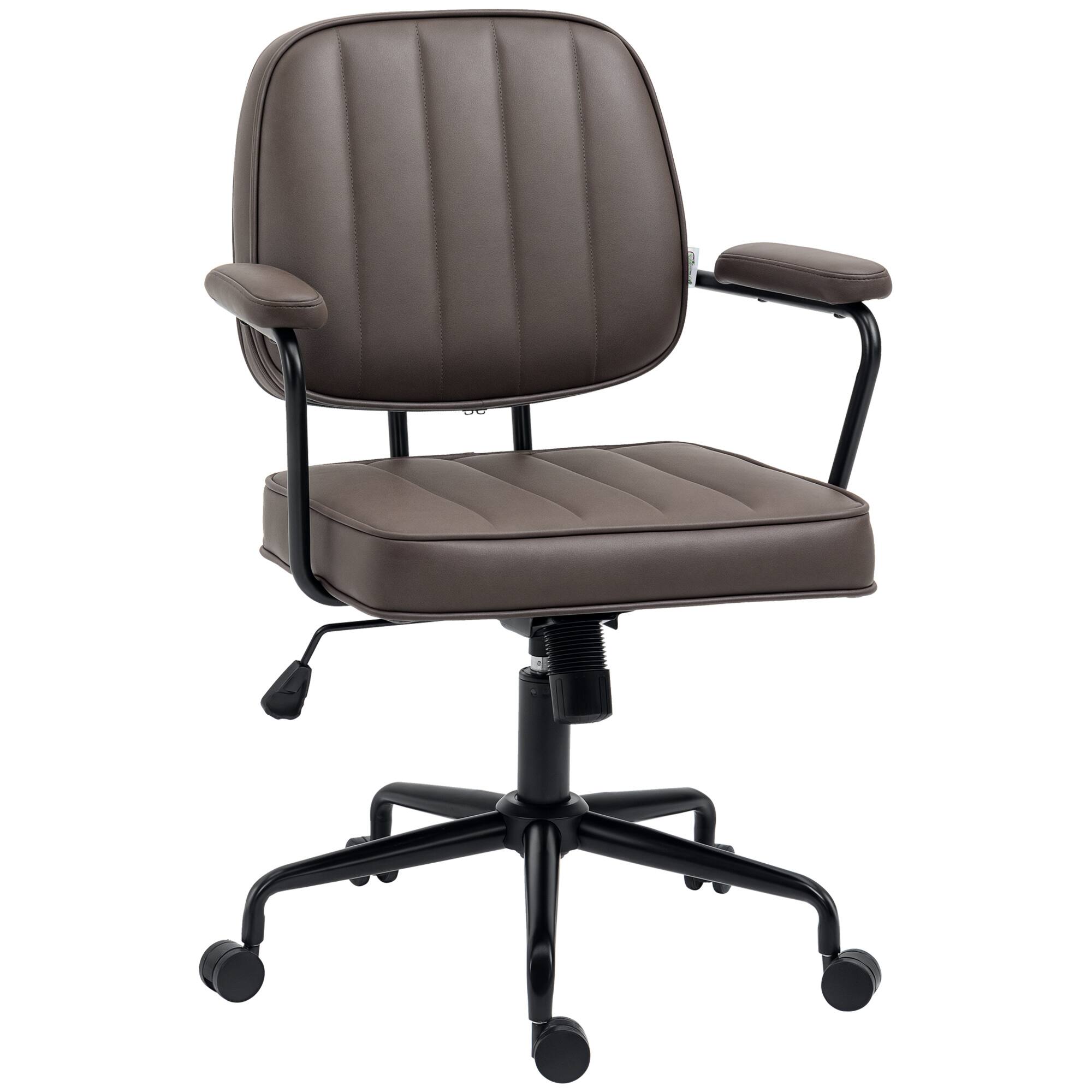 Vinsetto - Home Office Chair, Microfiber Computer Desk Chair with Swivel Wheels, Adjustable Height, and Tilt Function - Brown