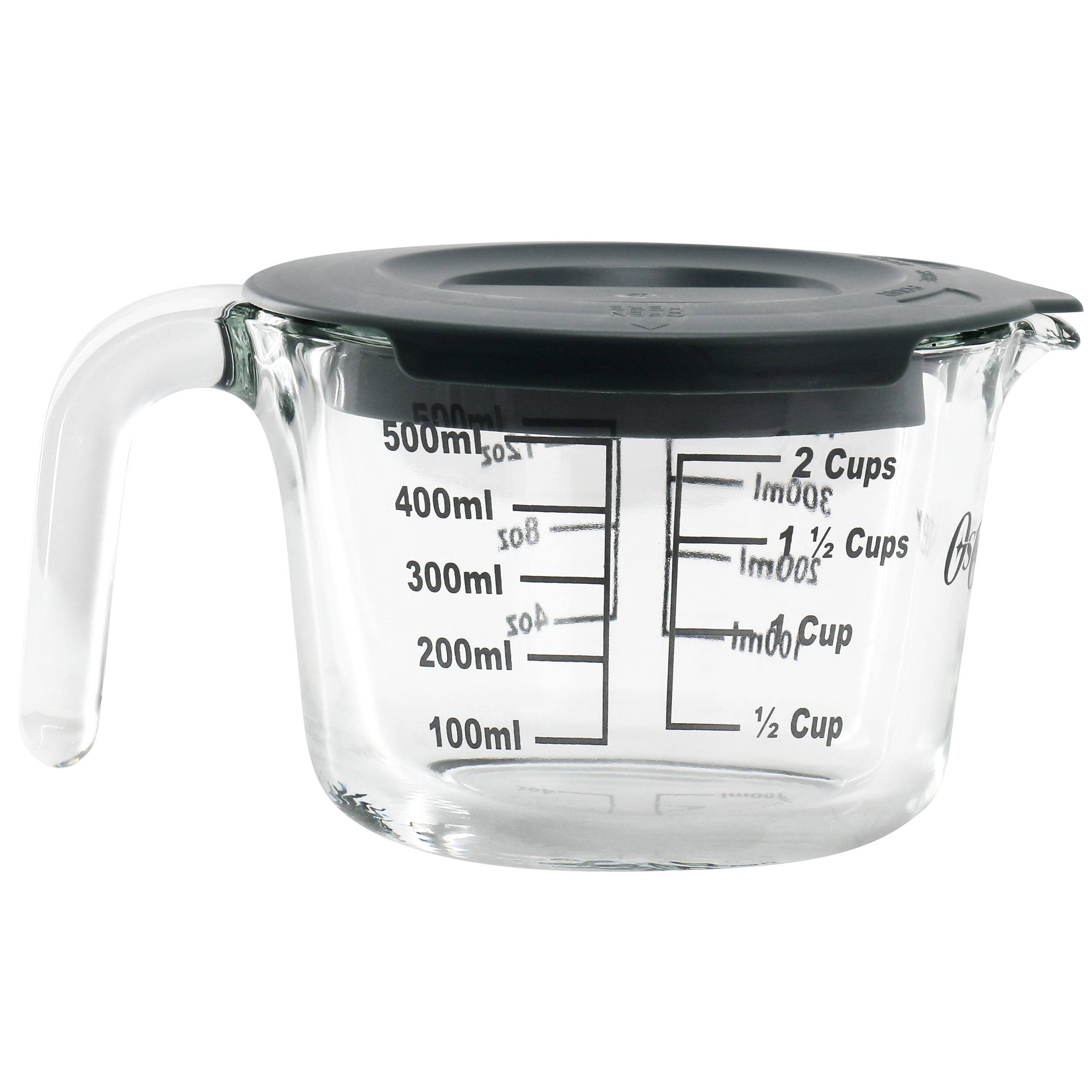 Coolidge 16 oz. Glass Measuring Cup with Lid in Gray