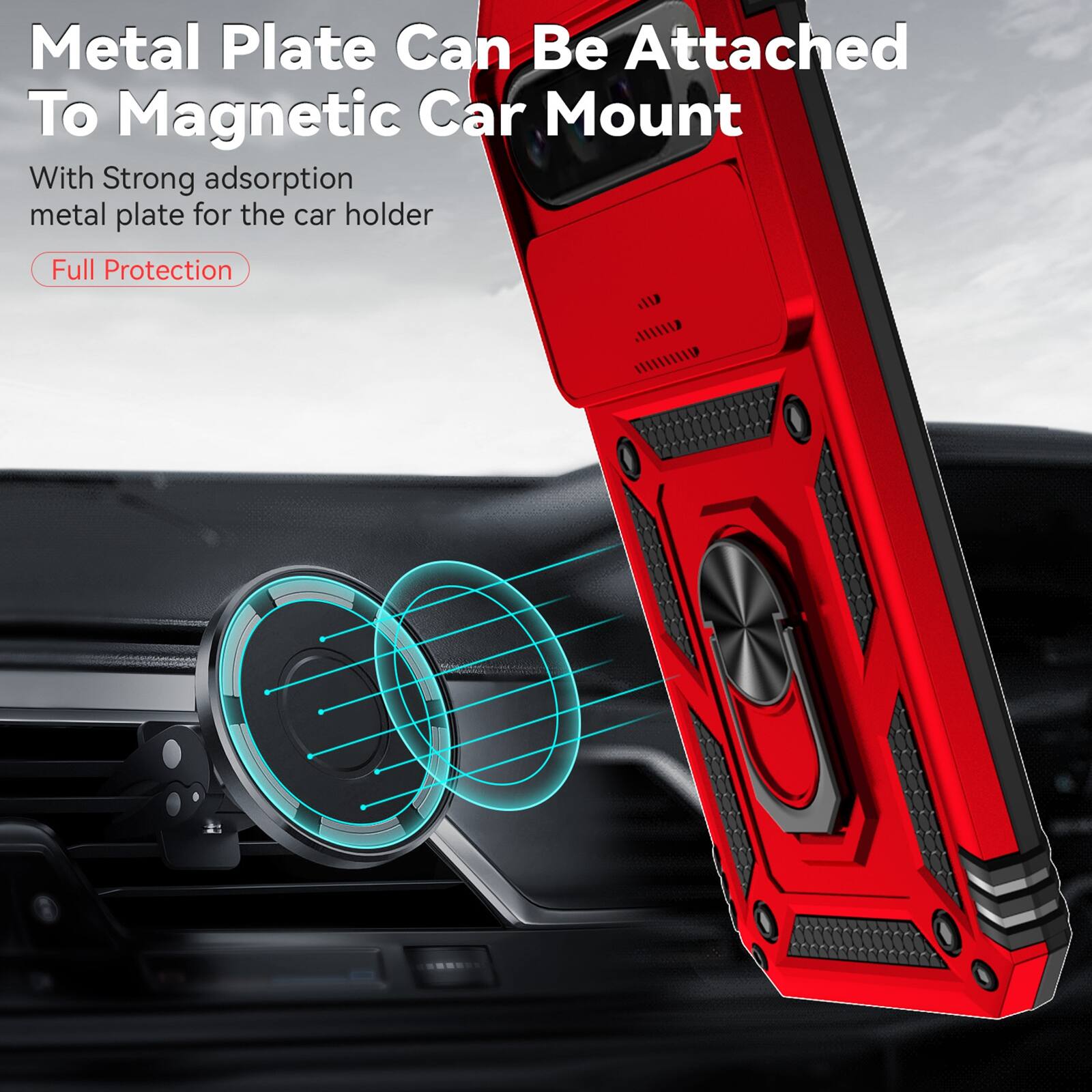 Metal Plate Can Be Attached To Magnetic Car Mount

With Strong adsorption metal plate for the car holder

Full Protection