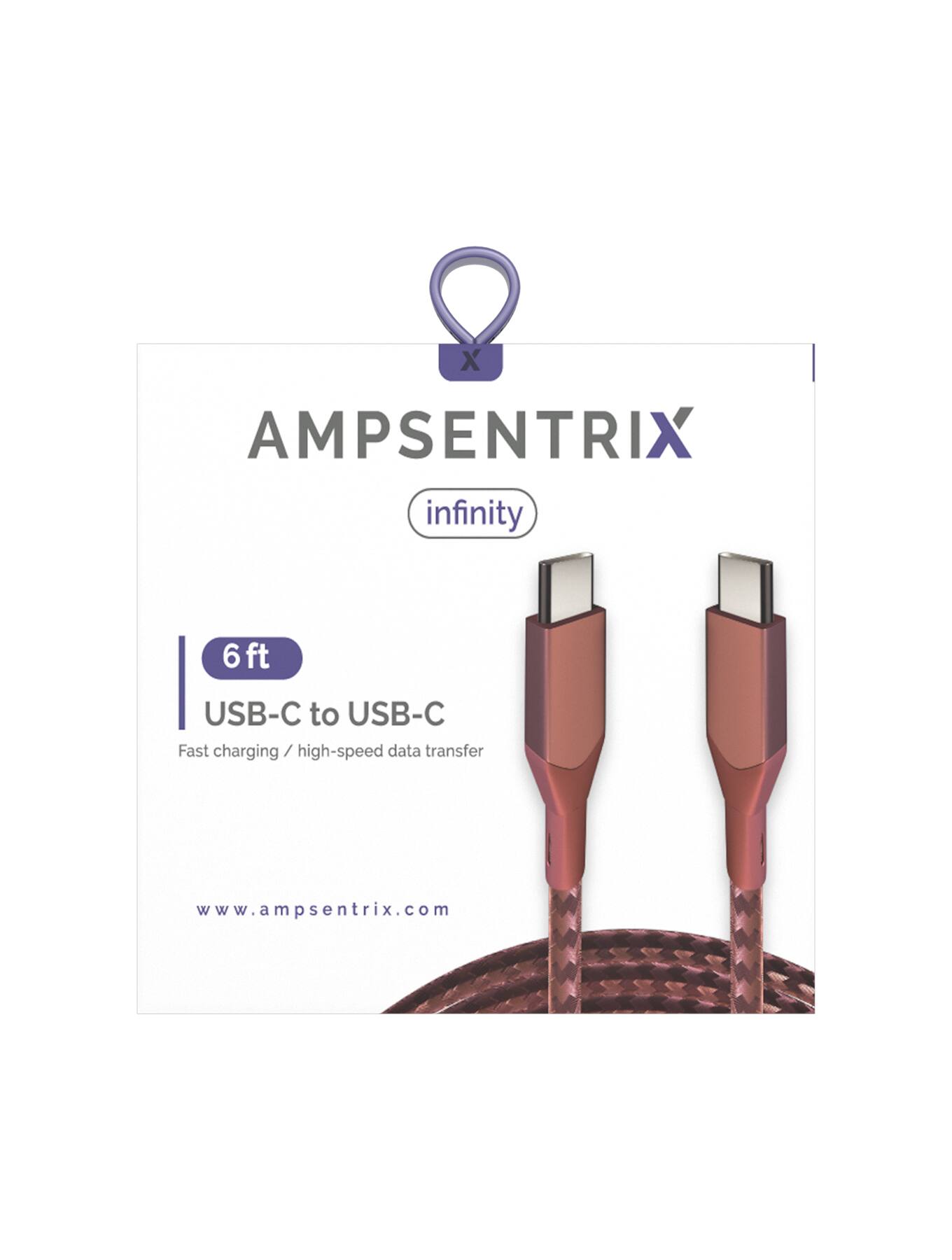 AMPSENTRIX  
infinity  

6 ft  
USB-C to USB-C  
Fast charging / high-speed data transfer  

www.ampsentrix.com