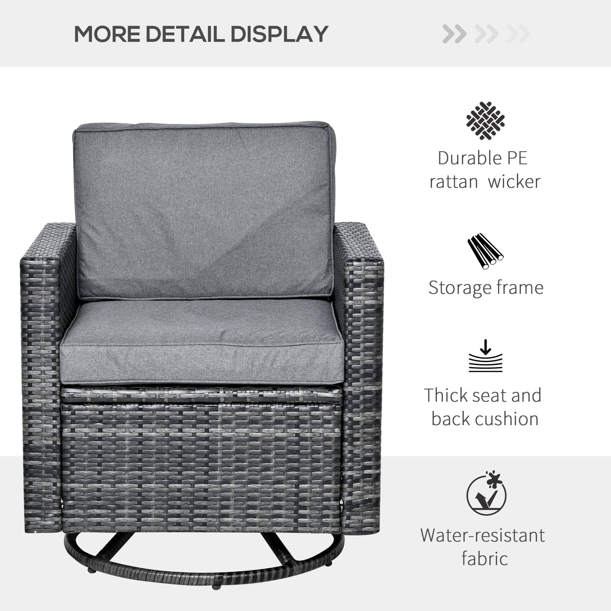 MORE DETAIL DISPLAY

- Durable PE rattan wicker
- Storage frame
- Thick seat and back cushion
- Water-resistant fabric