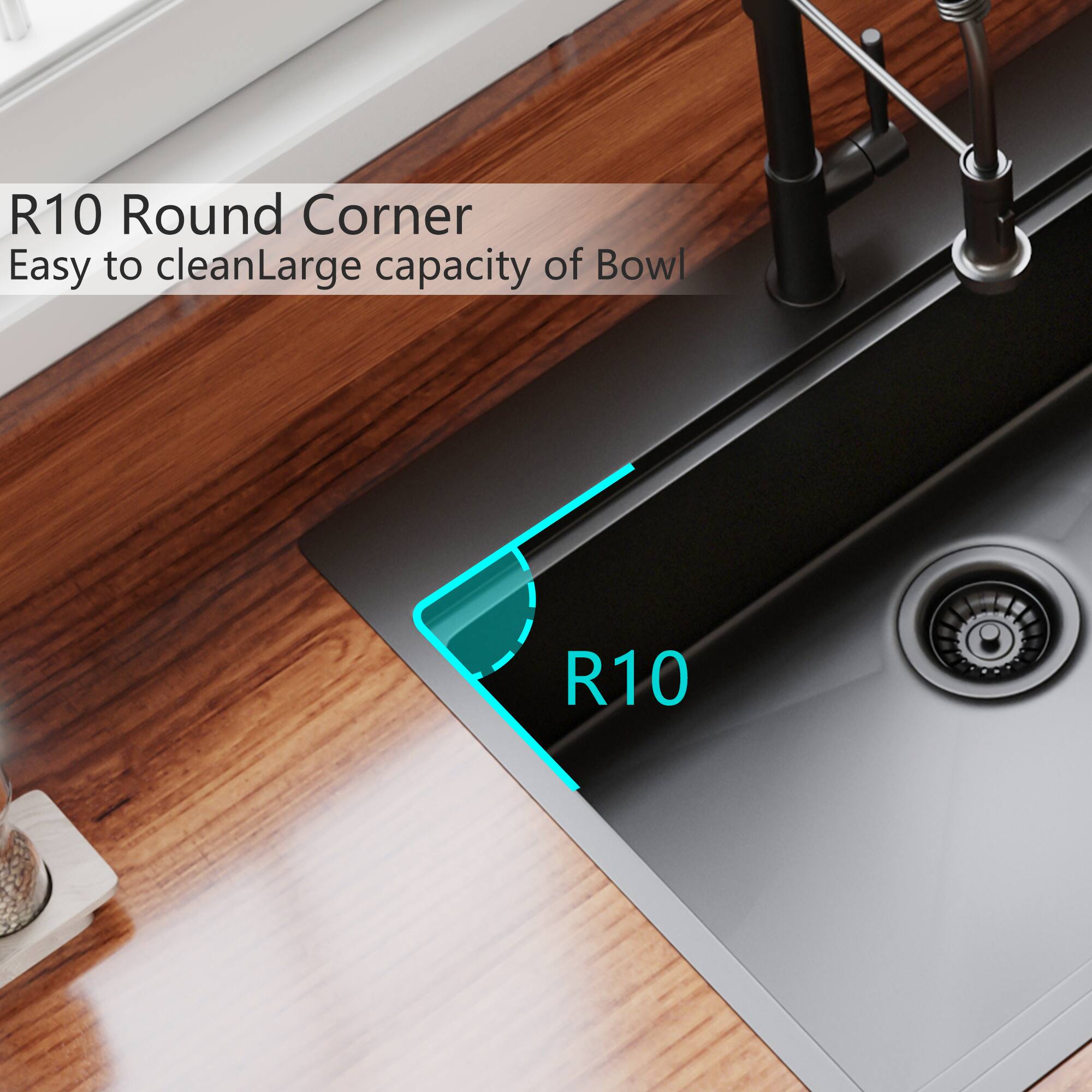 R10 Round Corner  
Easy to clean  
Large capacity of Bowl  

R10