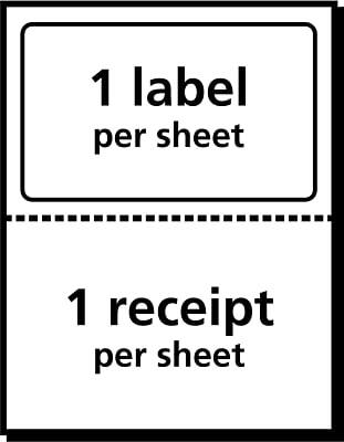 1 label per sheet

1 receipt per sheet