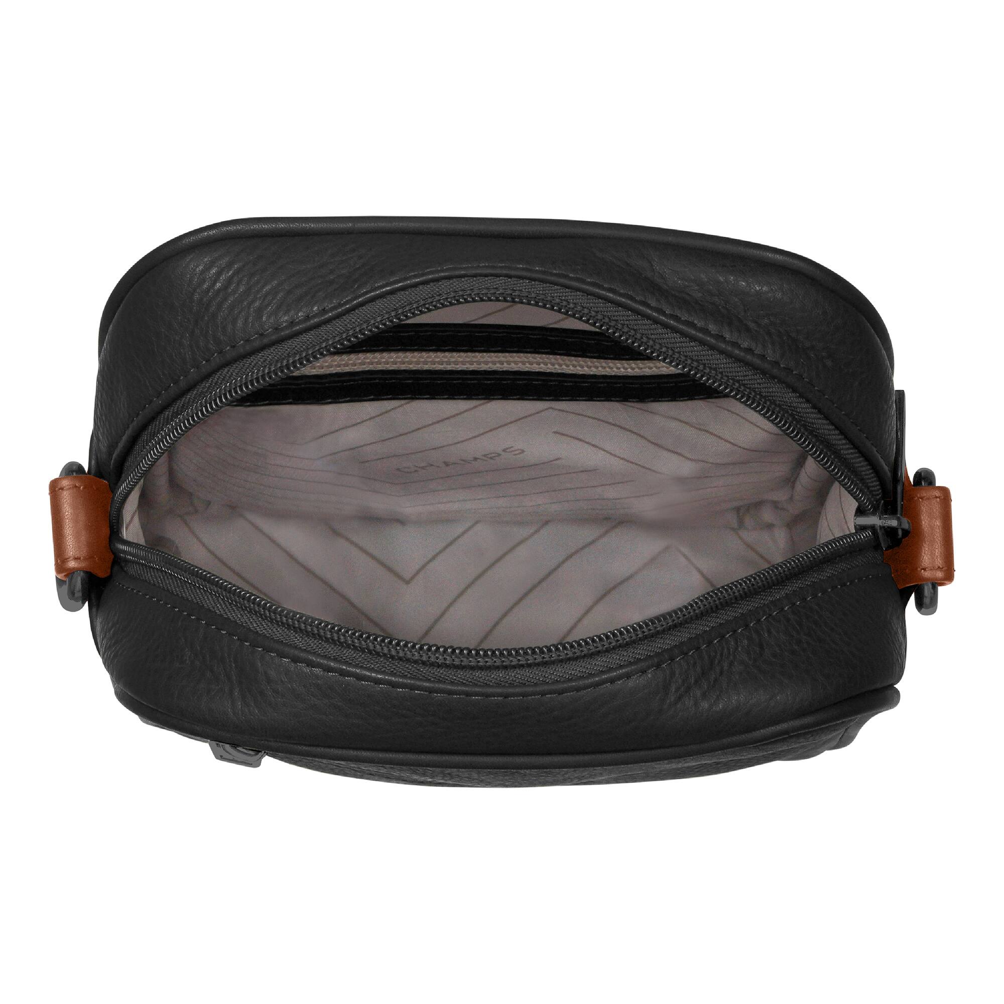 Back. Champs - Onyx Collection Leather Vertical Cross-Body Bag - Black.