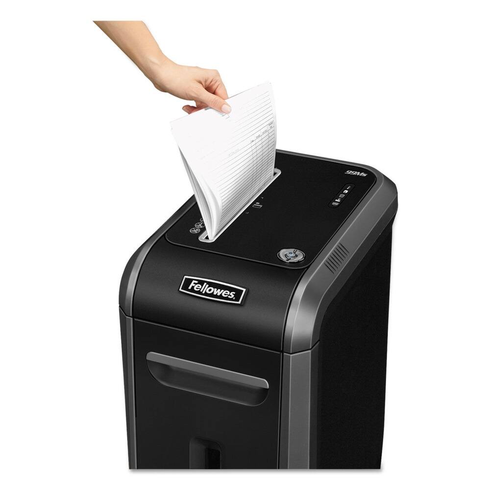 Left. Fellowes - 4609001 Powershred 99ms Heavy-Duty Micro-Cut Shredder with 14-Sheet Capacity - Black/Dark Silver.