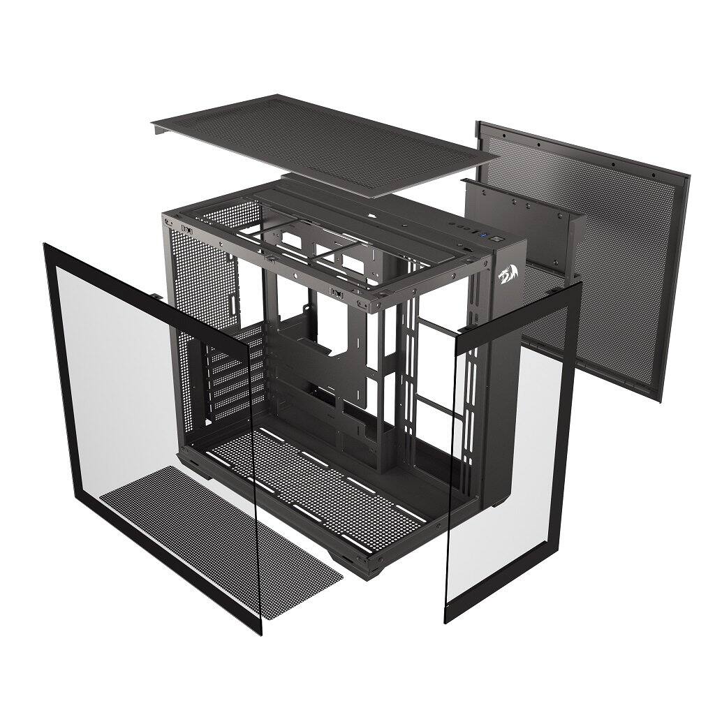 Alt View 4. REDRAGON - SCALPEL GC-623 ATX 270 degree Full View Side Tempered Glass Gaming PC Case - Black.