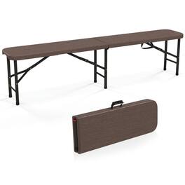 Pefilos - 6 Feet Folding HDPE Bench with 1320 LBS Capacity and Handle Lock, Seating & Patio Chairs for Outdoor as Garden, Yard - Brown