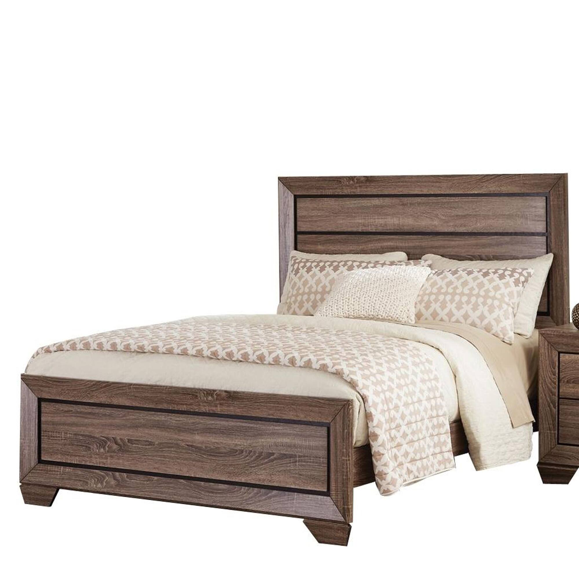Front. Manhattan Lane - Transitional Style California King Bed with Plank Headboard - Brown.