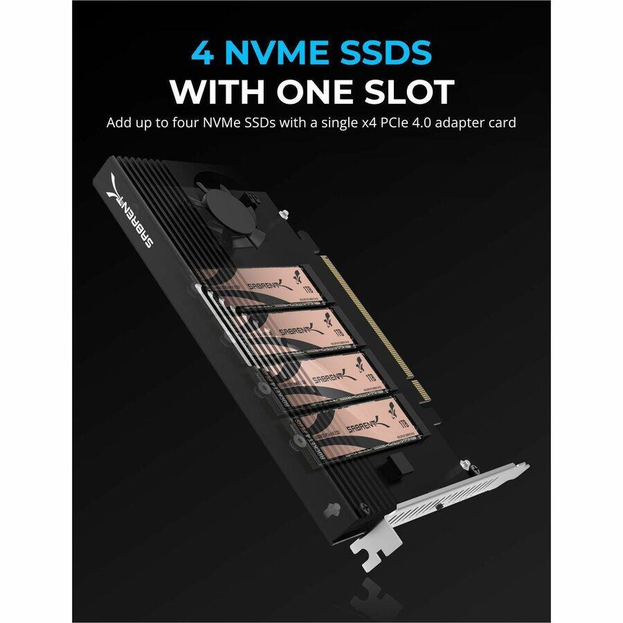 Sabrent 4 Drive M.2 NVMe SSD to PCIe 4.0 x16 Bifurcation Adapter
