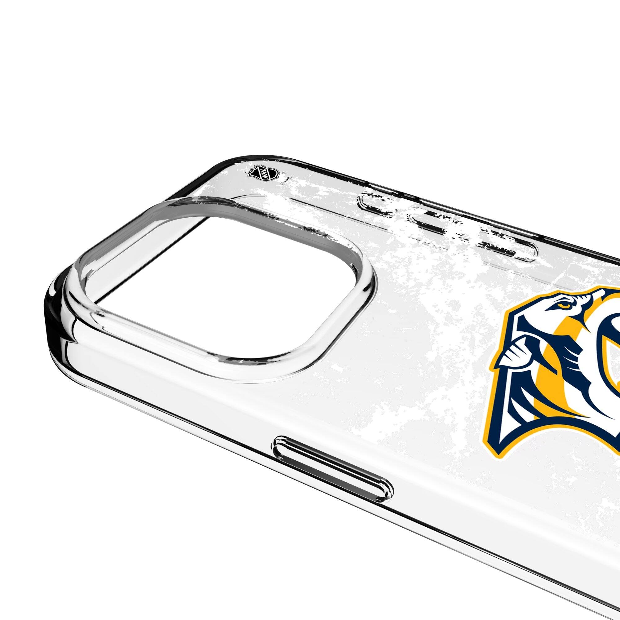 Alt View 2. Keyscaper - Nashville Predators iPhone Stripe Clear Ice Case - 14 Pro Max - Multicolor.
