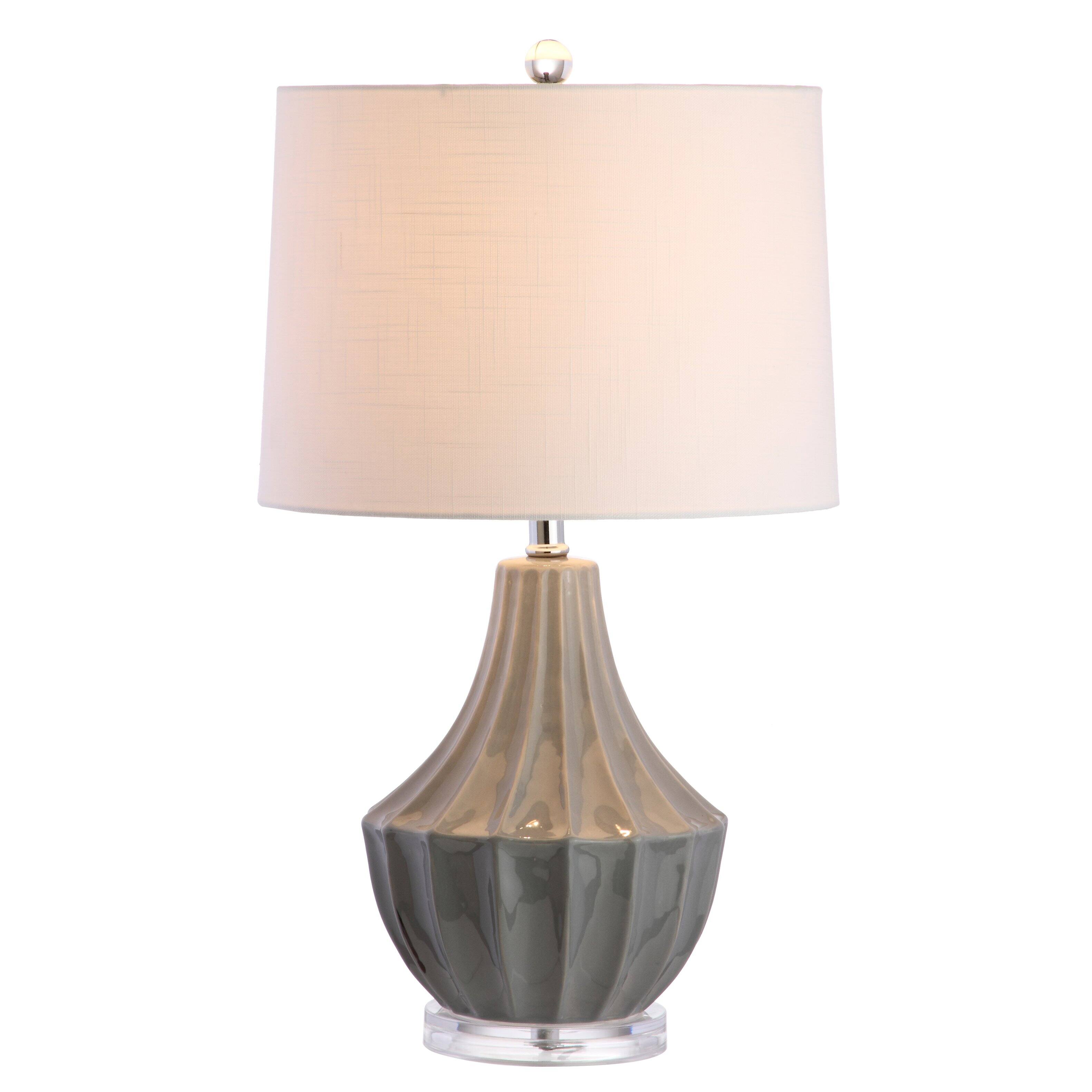Front. Jonathan Y - Tate 24.5" Ceramic LED Table Lamp, Gray - Gray.
