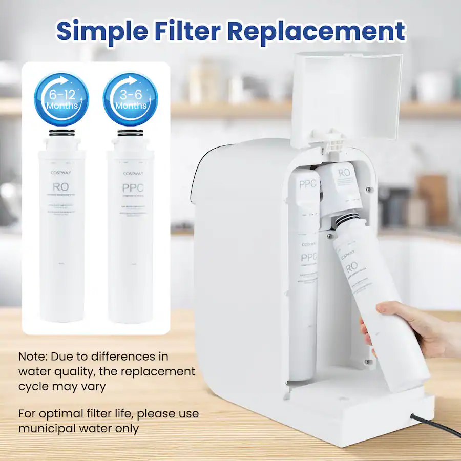 Ppc Filter Costway 5 Stage RO + PPC Water Filtration System with UV Light, 4:1 ...
