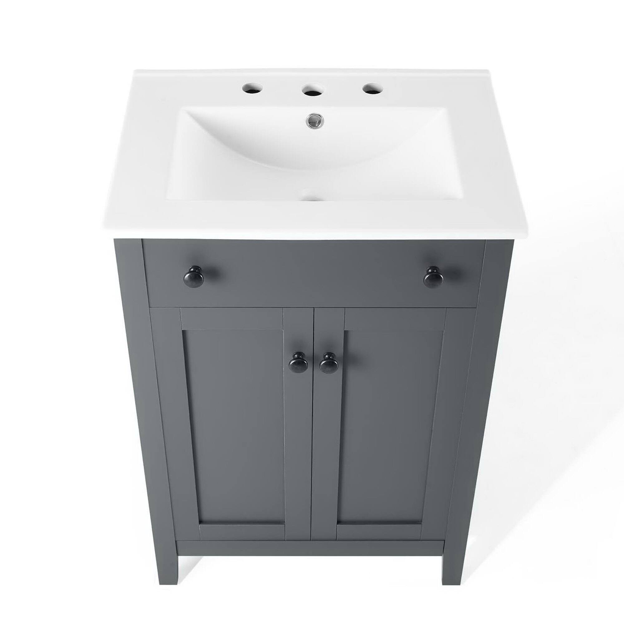 Alt View 4. Modway - Nantucket Bathroom Vanity Basin Included - Gray White.