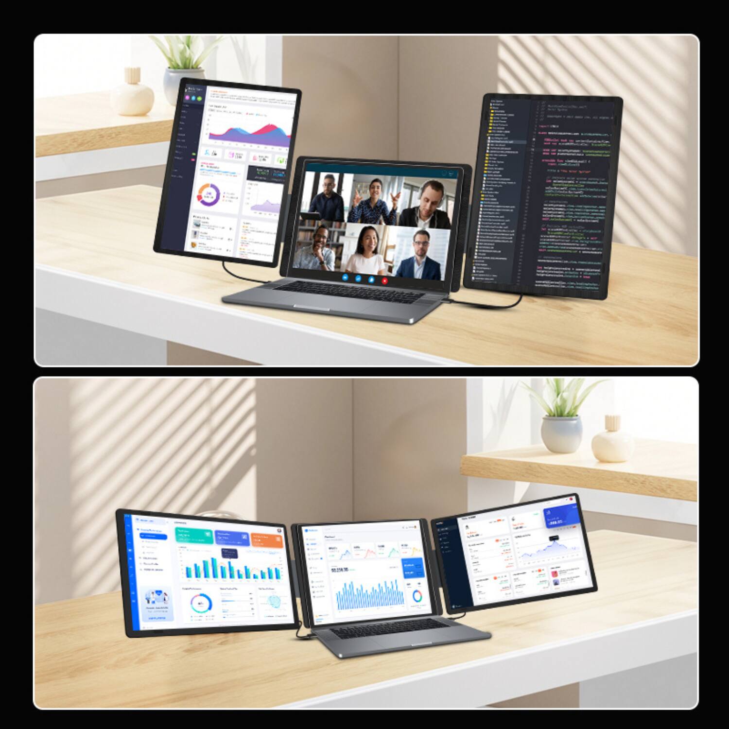 Alt View 8. INVZI - MagHub Dual 16" Laptop Screen Extender with Two Detachable 1920 x 1200 IPS Displays, USB-C & Mini HDMI.