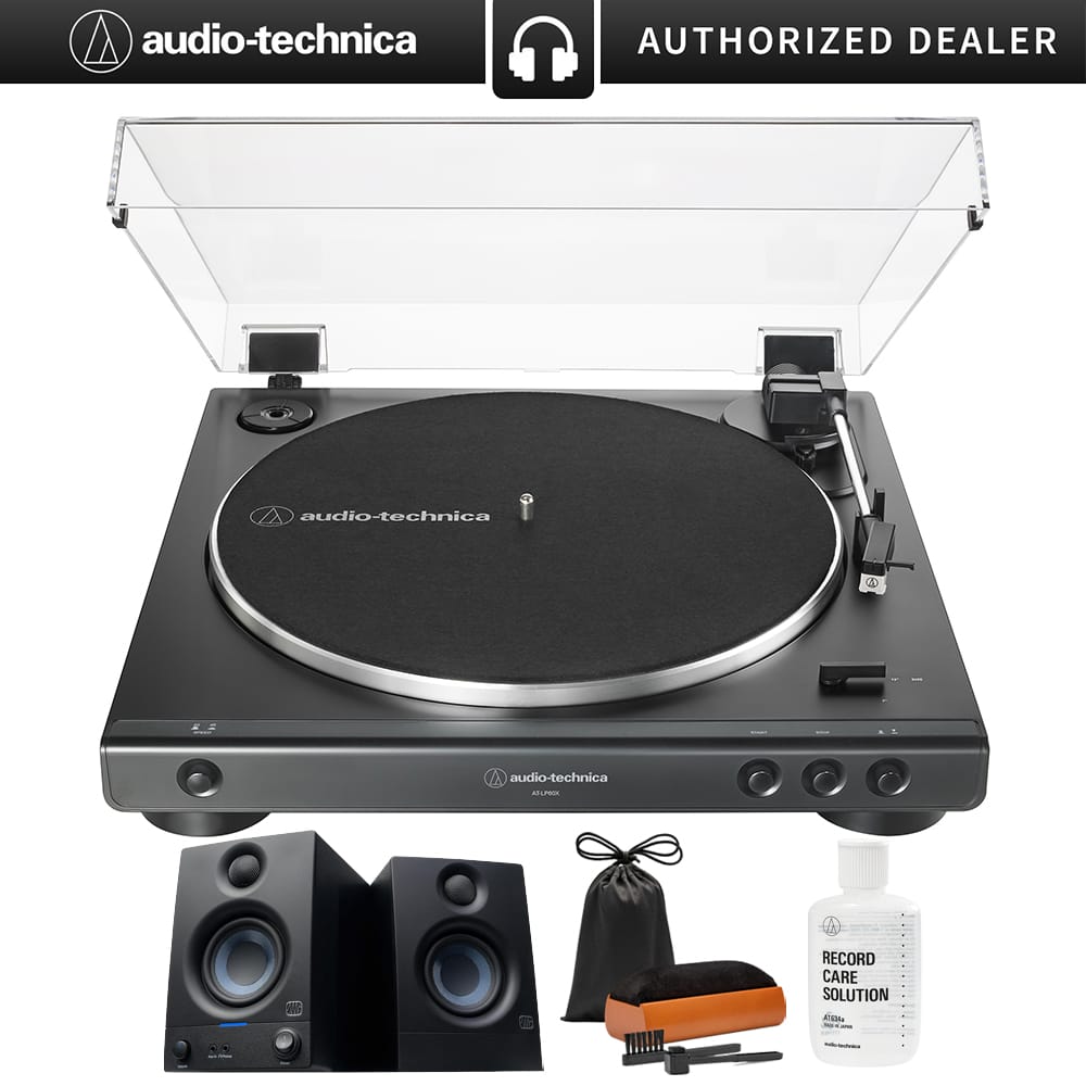 Audio-Technica - Fully Auto Belt-Drive Stereo Turntable 33-1/3 & 45 RPM + Studio Monitors, Pair
