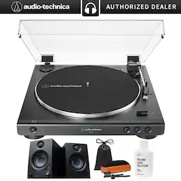 Audio-Technica - Fully Auto Belt-Drive Stereo Turntable 33-1/3 & 45 RPM + Studio Monitors, Pair
