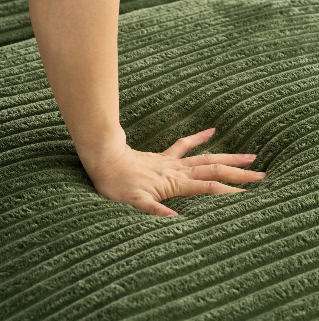 Alt View 3. Aukfa - Oversized Sofa Chair & Ottoman Set - Deep Seat, Modular Sleeper Couch, Teddy-Fleece, No Assembly. - Green.