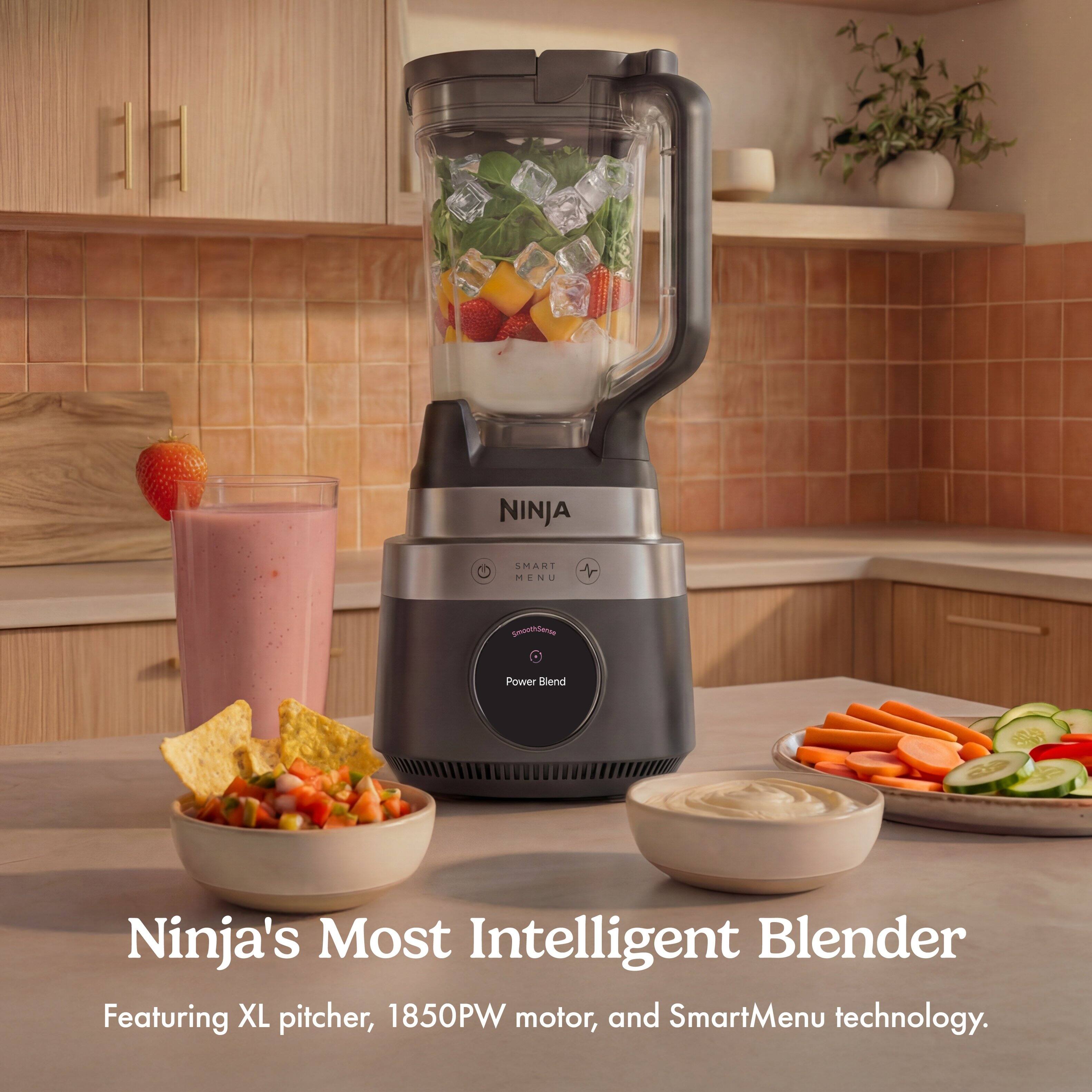 NINJA SMART MENU + SA Power Blend  
Ninja's Most Intelligent Blender  
Featuring XL pitcher, 1850PW motor, and SmartMenu technology.