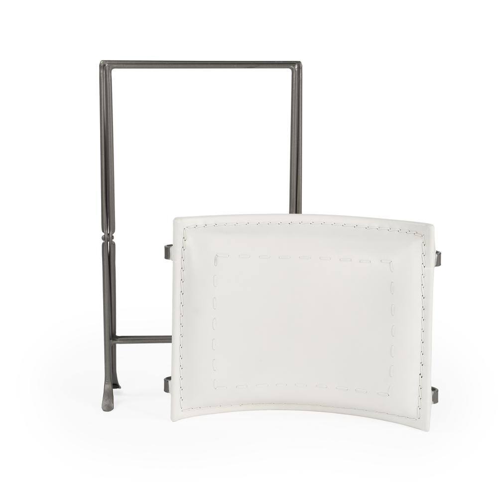Alt View 1. Butler Specialty - Melton Leather 21.5"W Accent Stool - White.