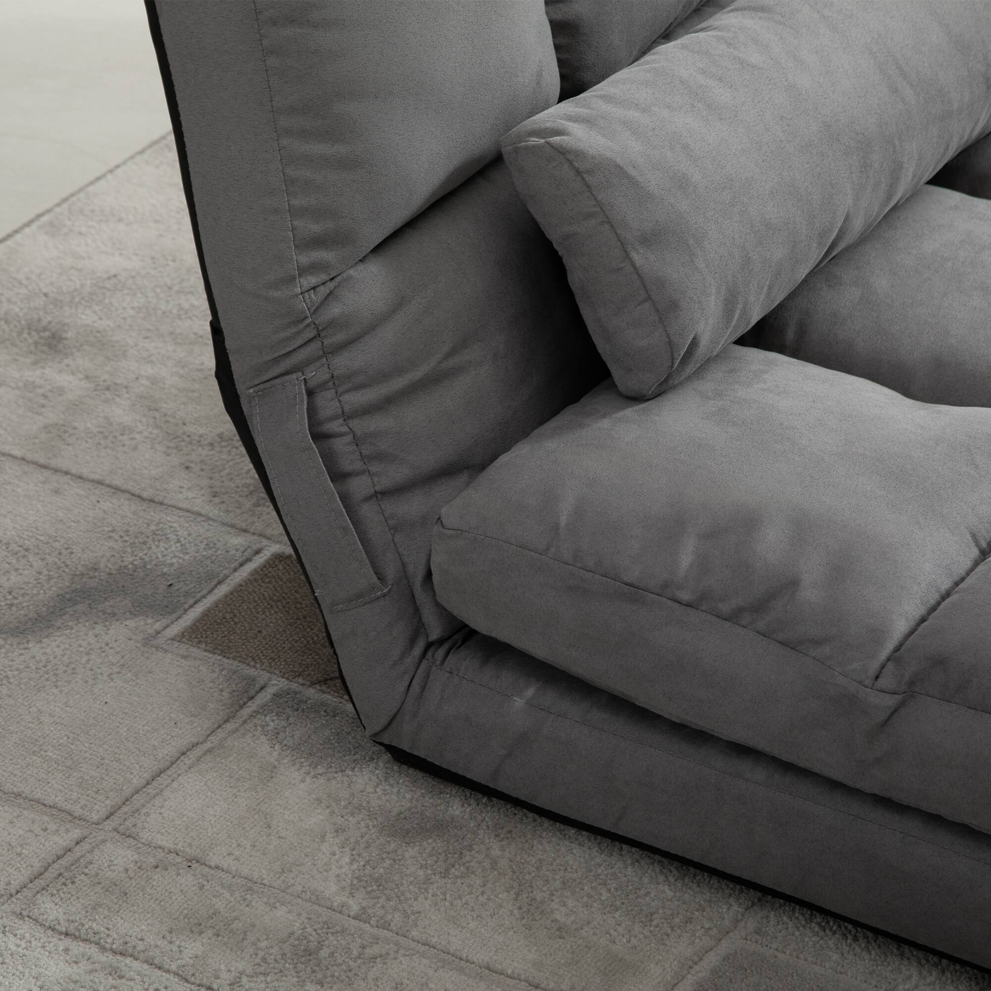 Alt View 8. Homcom - Folding Floor Sofa Chair Bed w/ 2 Pillows, Adjustable Headrest (51.25") - Gray.