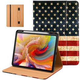 DTTO - Case for iPad Pro 13 Inch M5/M4,Premium Leather Business Folio Stand Cover with Pencil Holder, Auto Wake/Sleep - US Flag