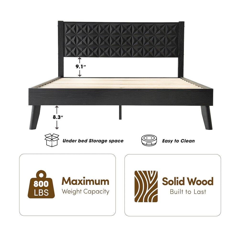 9.1" 8.3" Under bed Storage space Easy to Clean 800 Maximum LBS Weight Capacity Solid Wood Built to Last