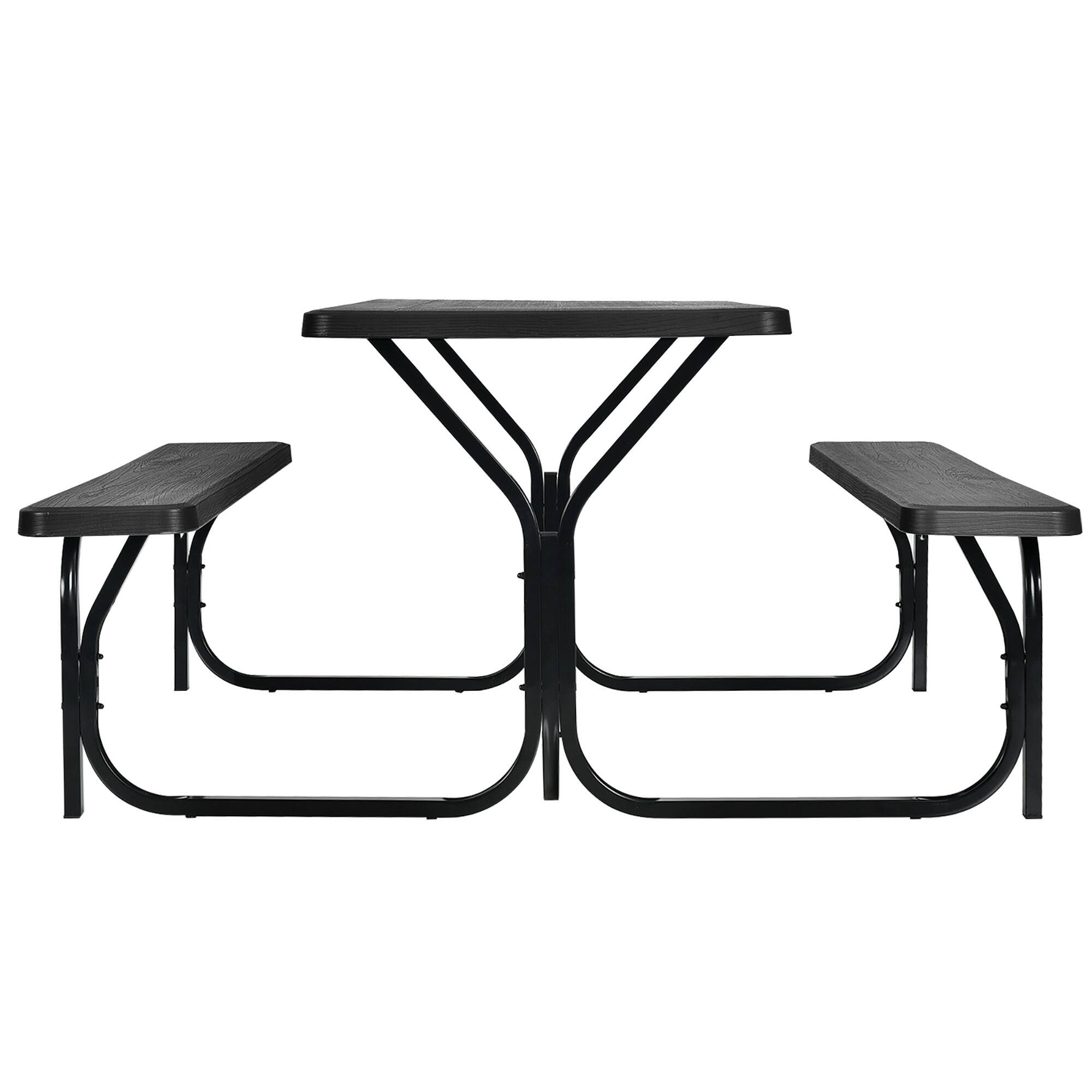 Alt View 9. Gymax - Gymax Picnic Table Camping Picnic Bench Set Backyard Garden Patio Dining Party Black - Black.