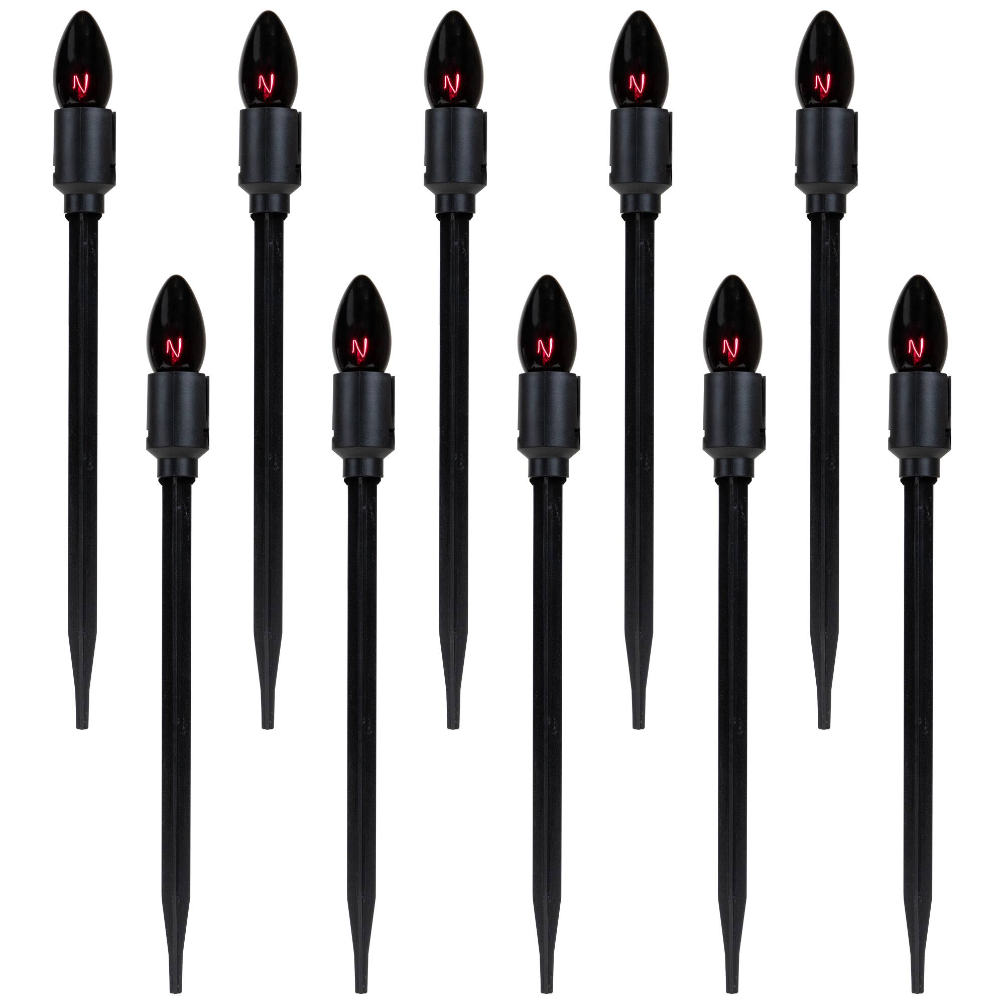 Alt View 1. Northlight - Lighted C9 Bulb Halloween Outdoor Pathway Markers - 14" - Purple - Set of 10 - Purple.