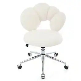 Boyel Living - Teddy Fabric Ergonomic Adjustable Height Swivel Office Chair - White