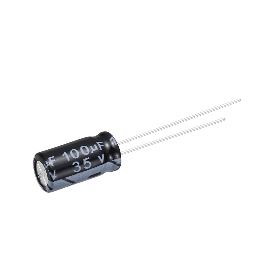 Alt View 2. Unique Bargains - 100uF 35V 6x12mm Electrolytic Capacitor, Radial Leads Aluminum, 50pcs, for Power Supplies/Audio/Lighting - Black.