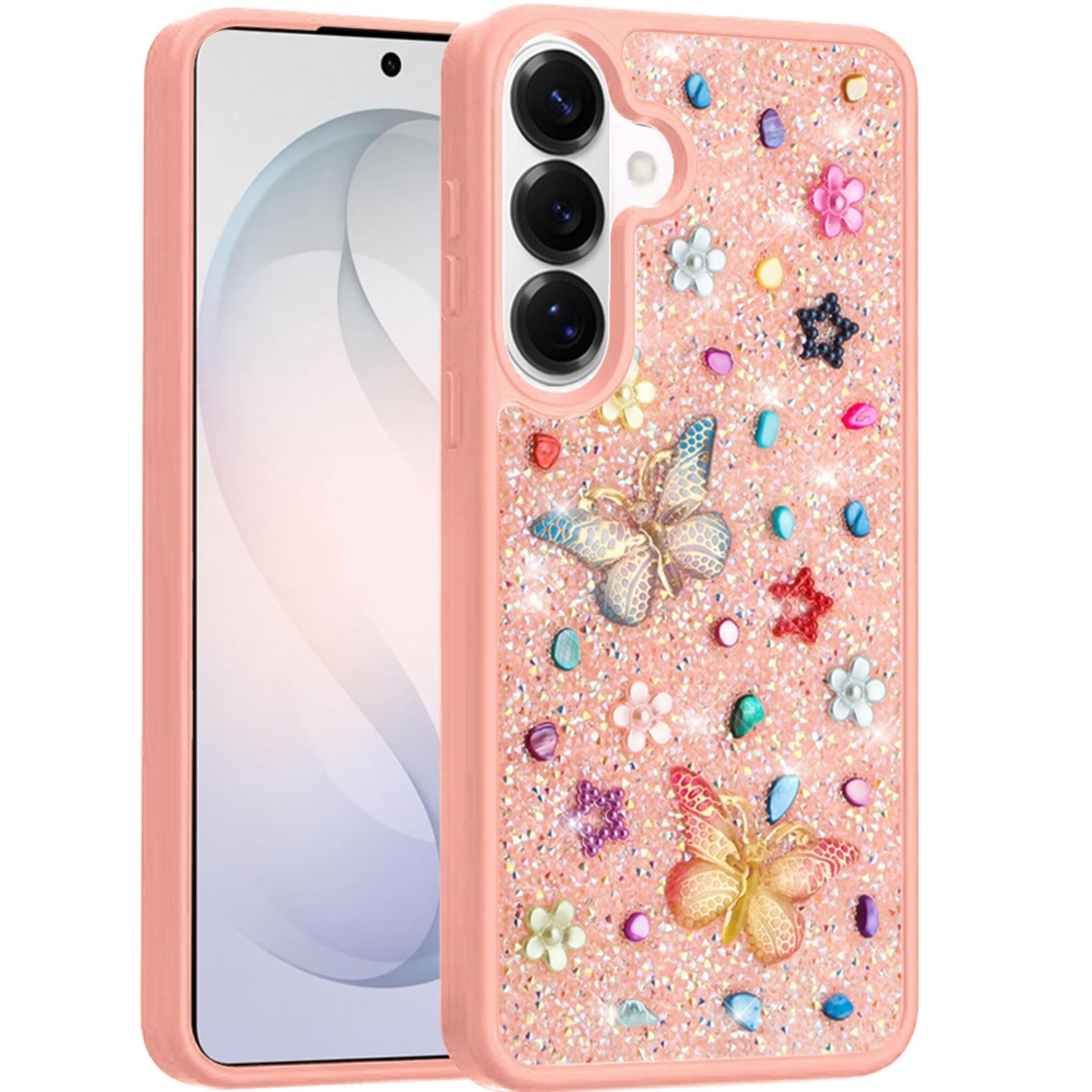 Kitcheniva - Butterfly 3D Jewel Glitter Phone Case With Tempered Glass For Samsung Galaxy S26 - Light Pink price history on PriceWatchPro