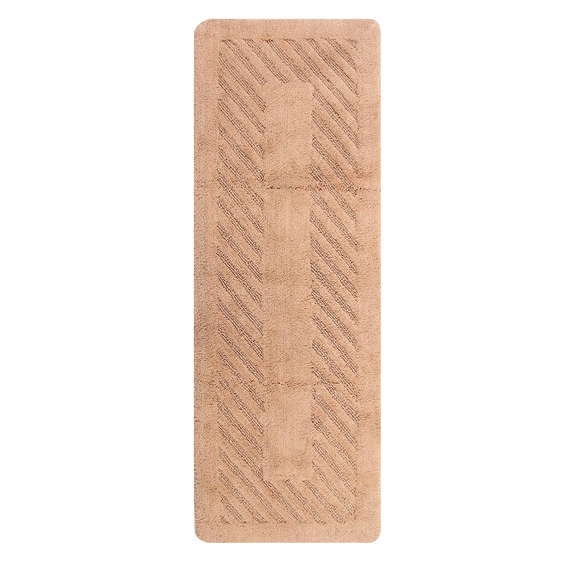 Alt View 3. Knightsbridge - Knightsbridge Natural Diagonal Racetrack 100% Cotton Reversible Bath Rug - Natural.