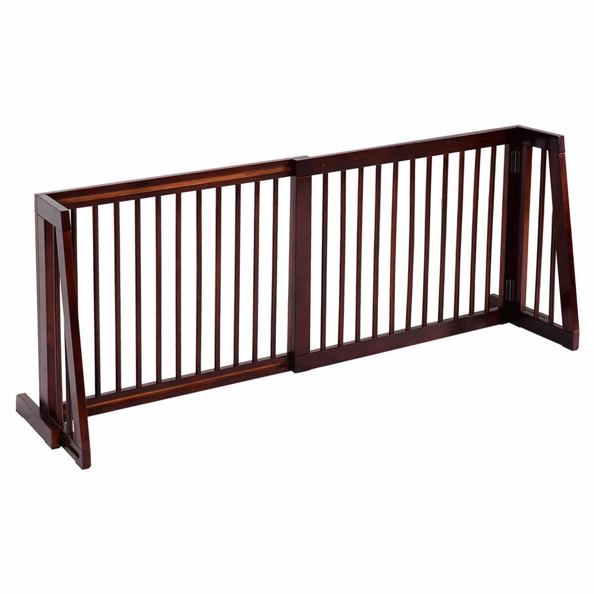 Alt View 4. Gymax - Gymax Folding Adjustable 3 Panel Wood Pet Dog Slide Gate Safety Fence.