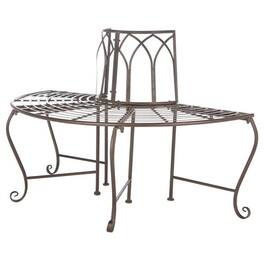 SlickBlue - Outdoor Half-Circle Tree Bench for Patio and Garden Seating - Rustic Bronze