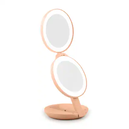 Front. Zadro - Compact Lighted Travel Mirror with 10X/1X Magnifications and LED Illumination - Peach.